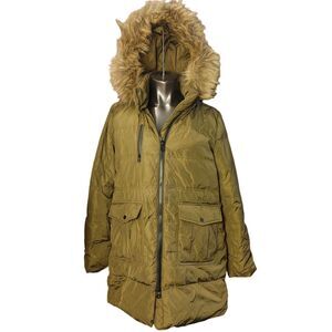 Marc NY | Andrew Marc Women's L Olive Green Faux Fur Hooded Cargo Puffer Jacket